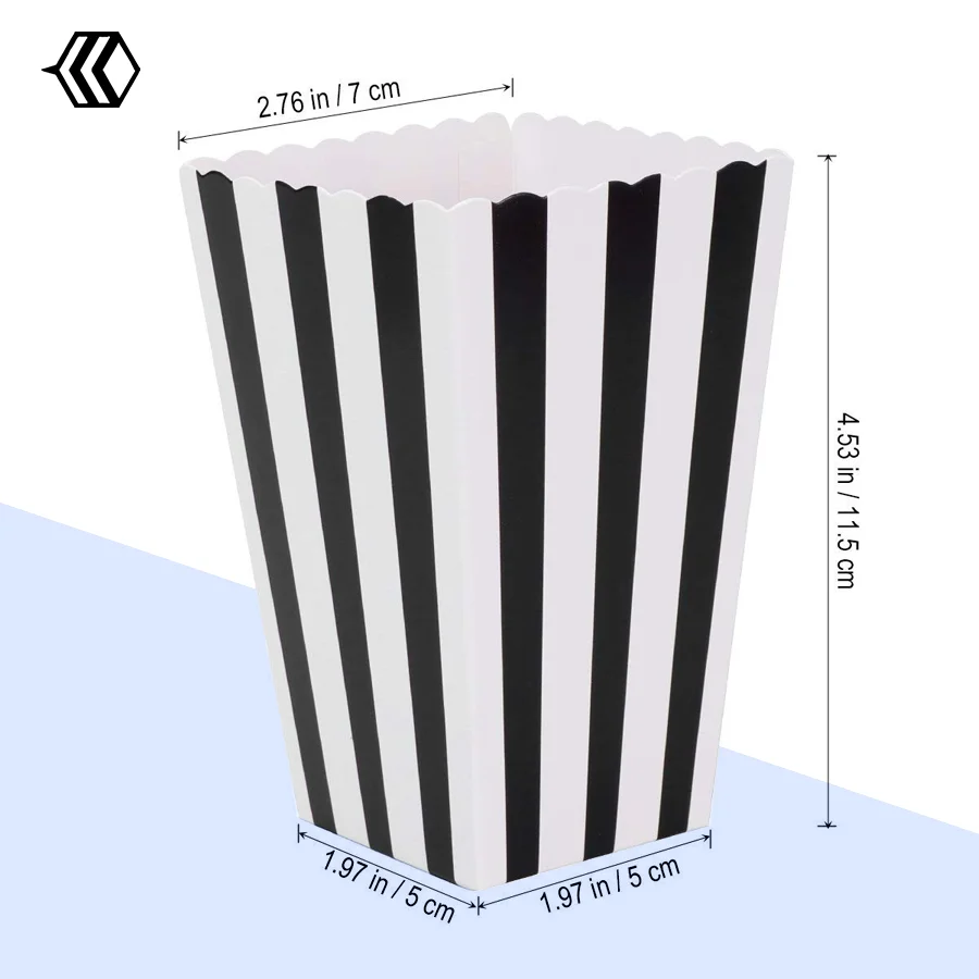 black and white striped popcorn boxes