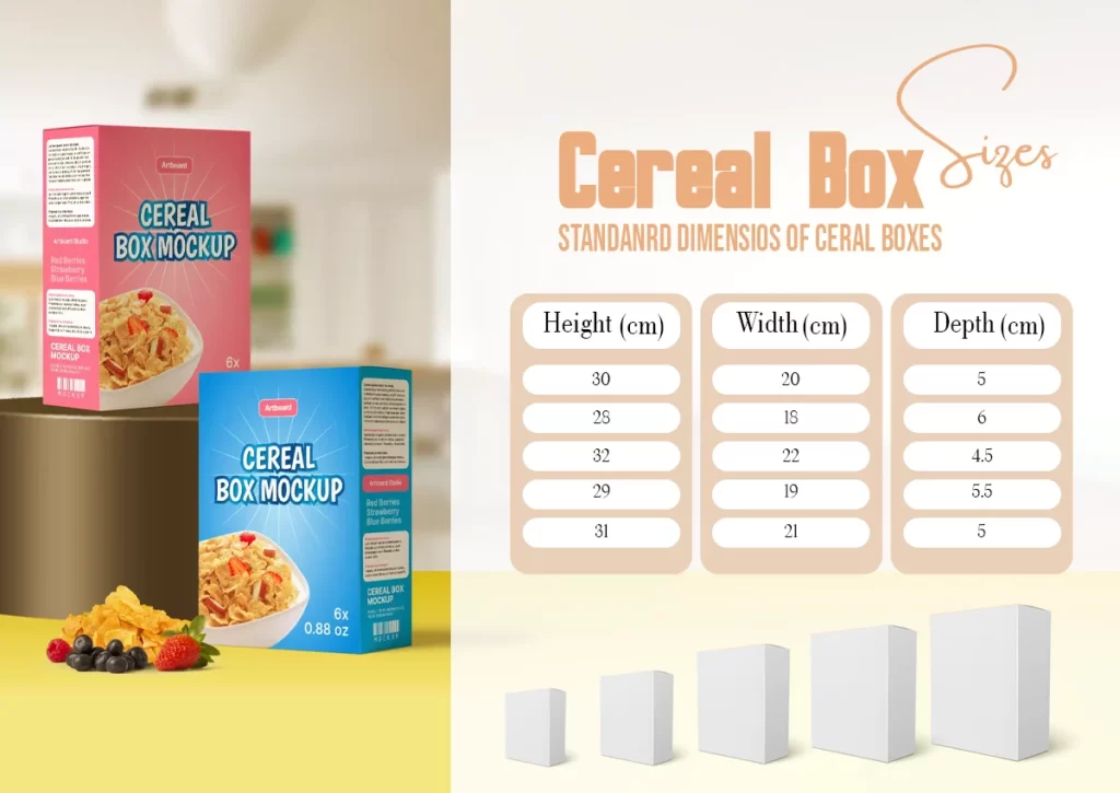 average dimensions of a cereal box