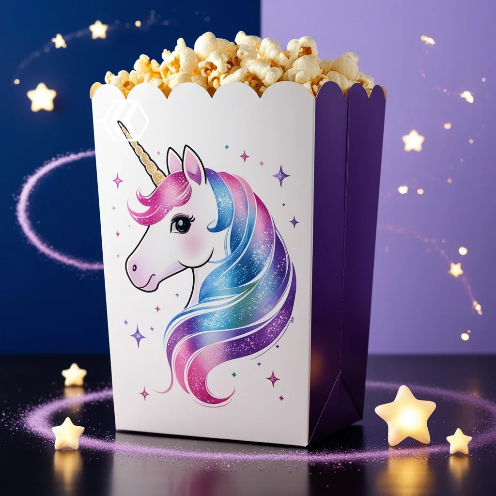 unicorn popcorn box packaging