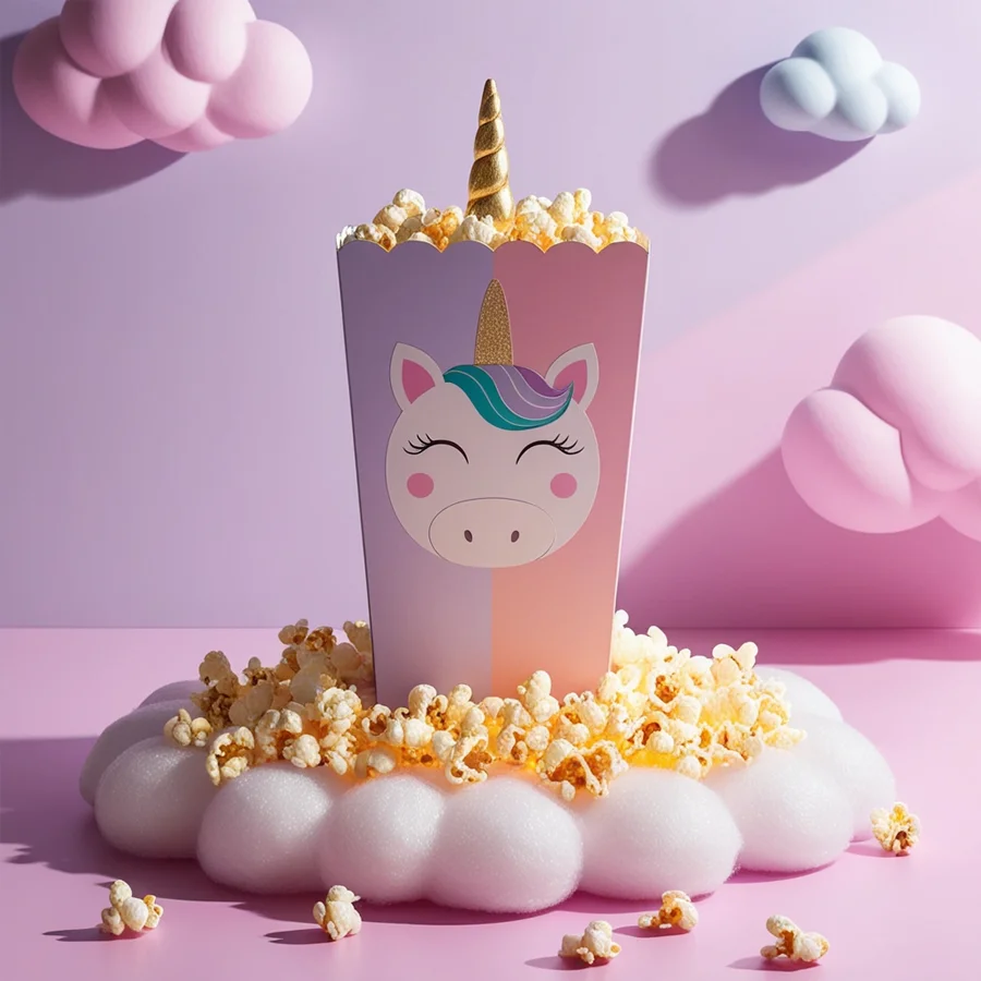 unicorn theme popcorn boxes