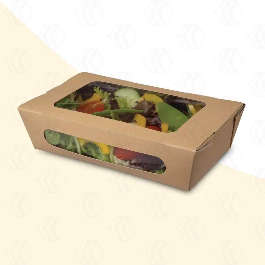 kraft salad box with window