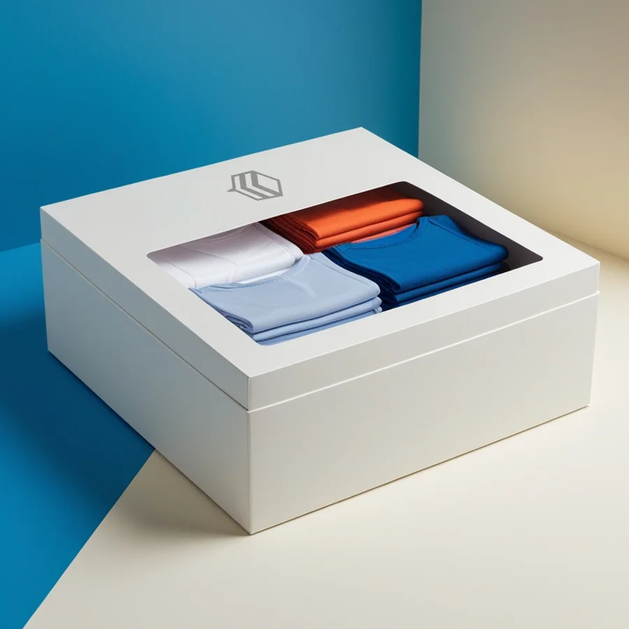 white clothing boxes
