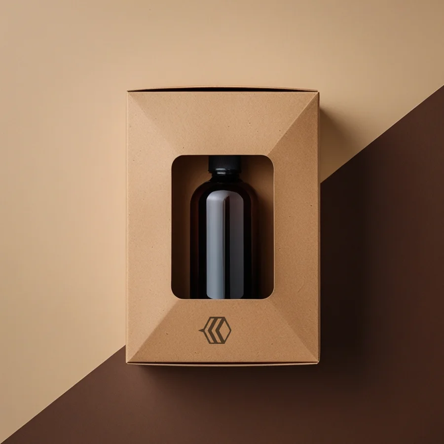 brown kraft box with window
