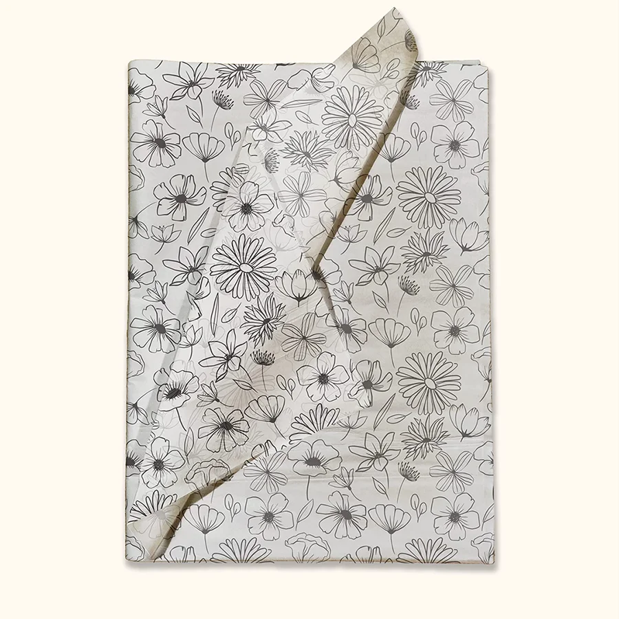 black and white floral tissue paper