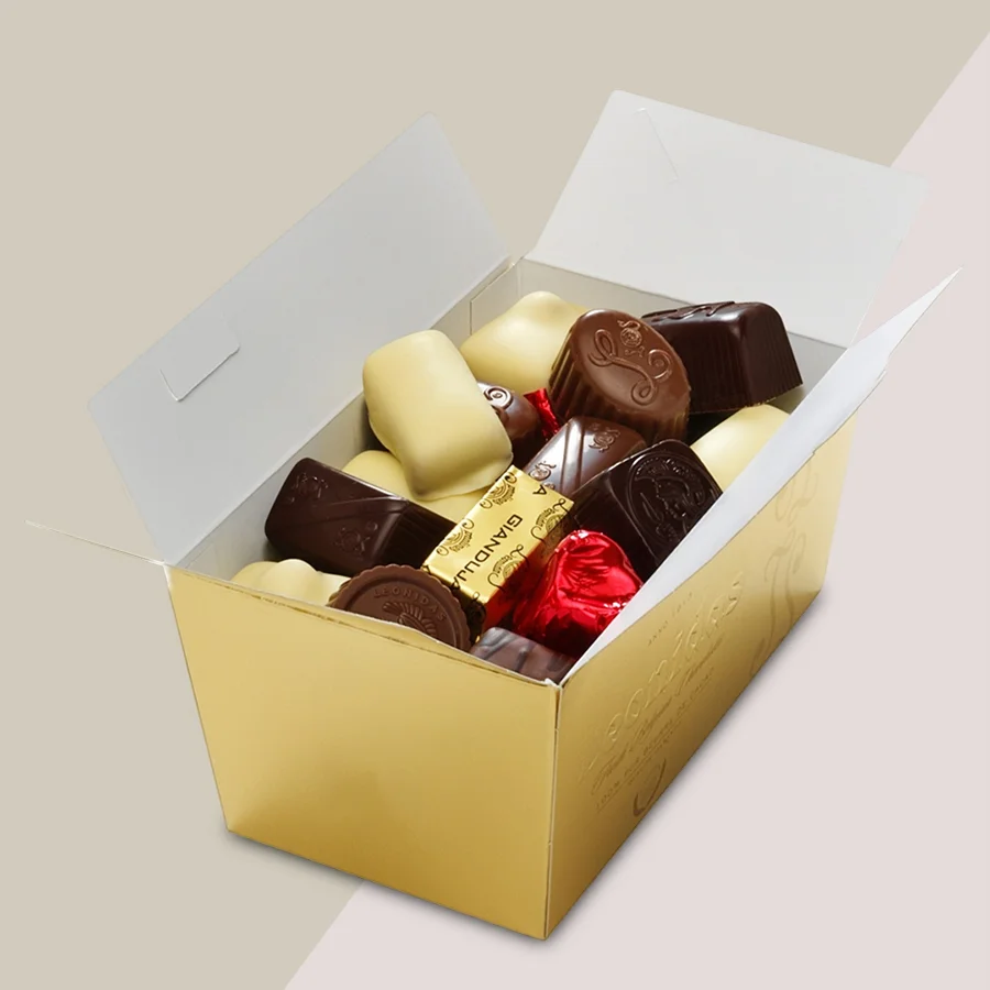 gold ballotin chocolate boxes