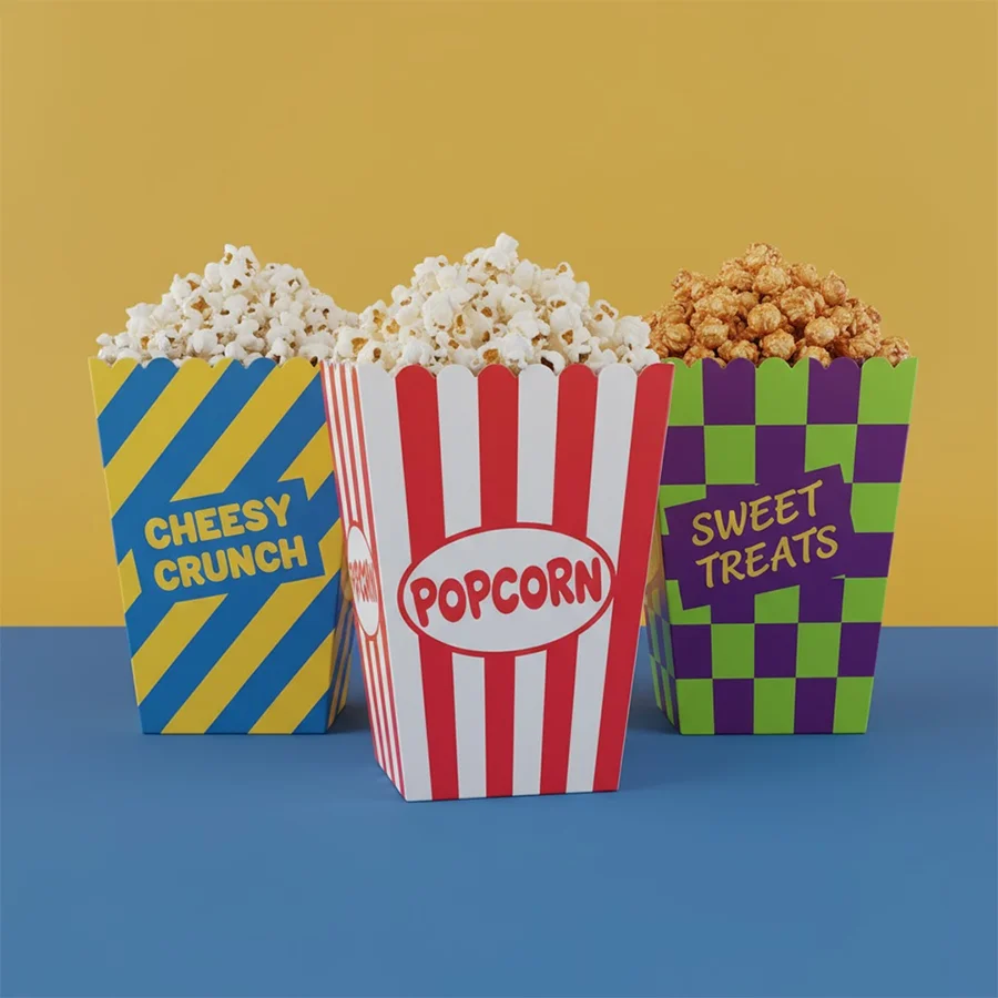 large boxes of popcorn