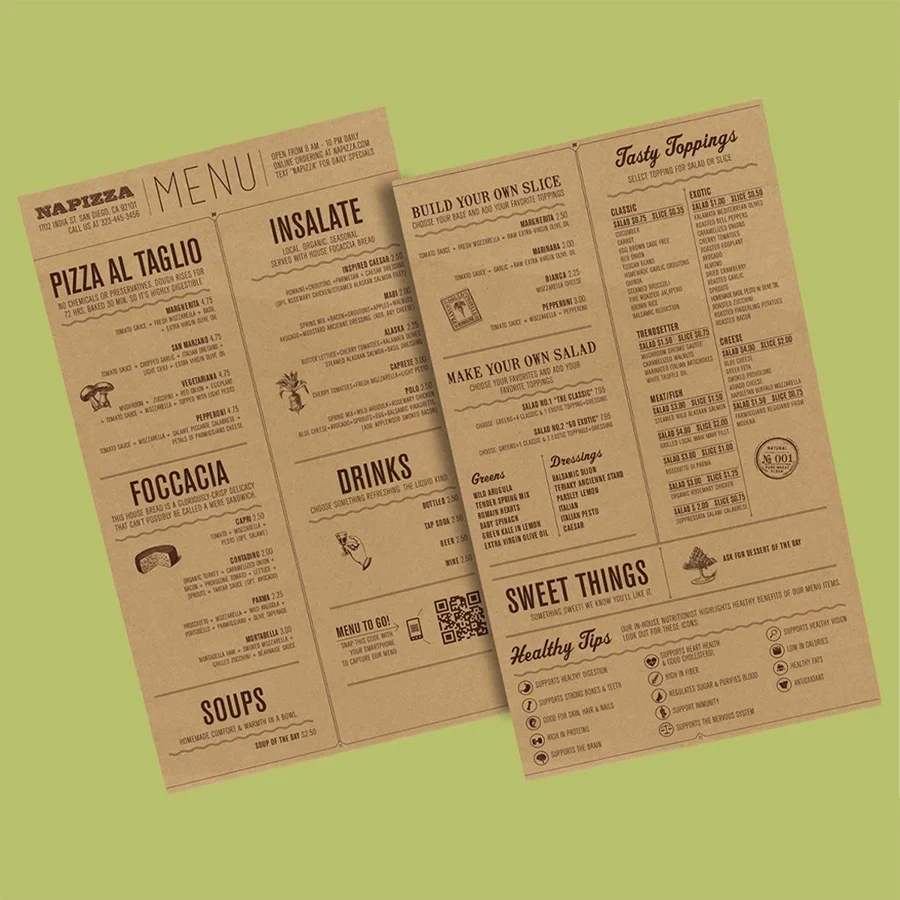 custom-kraft-paper-menu