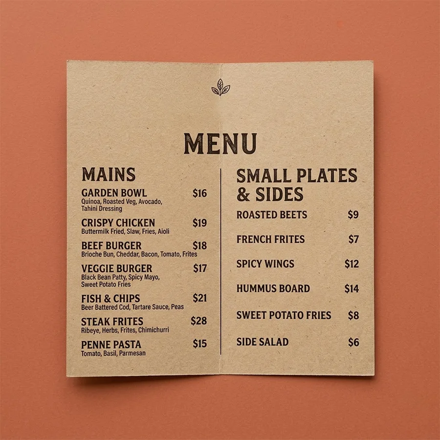 printed-kraft-paper-menu